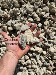 Crushed concrete rock for driveways and compacted base