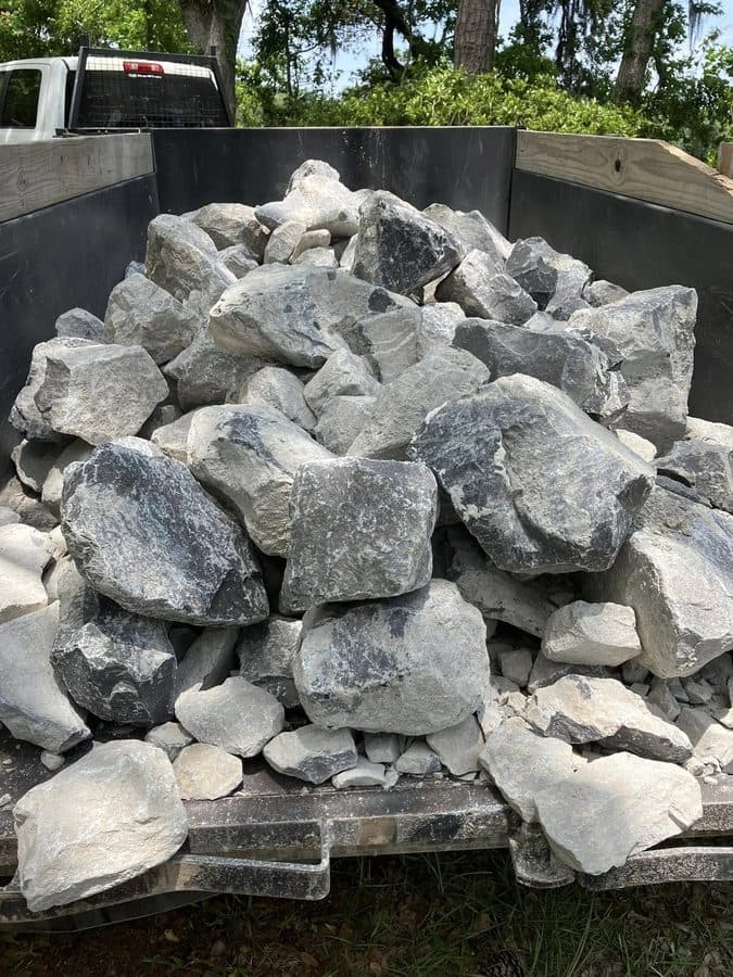 Large limestone riprap for erosion control and drainage