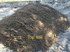 Top soil pile for yard work and planting areas